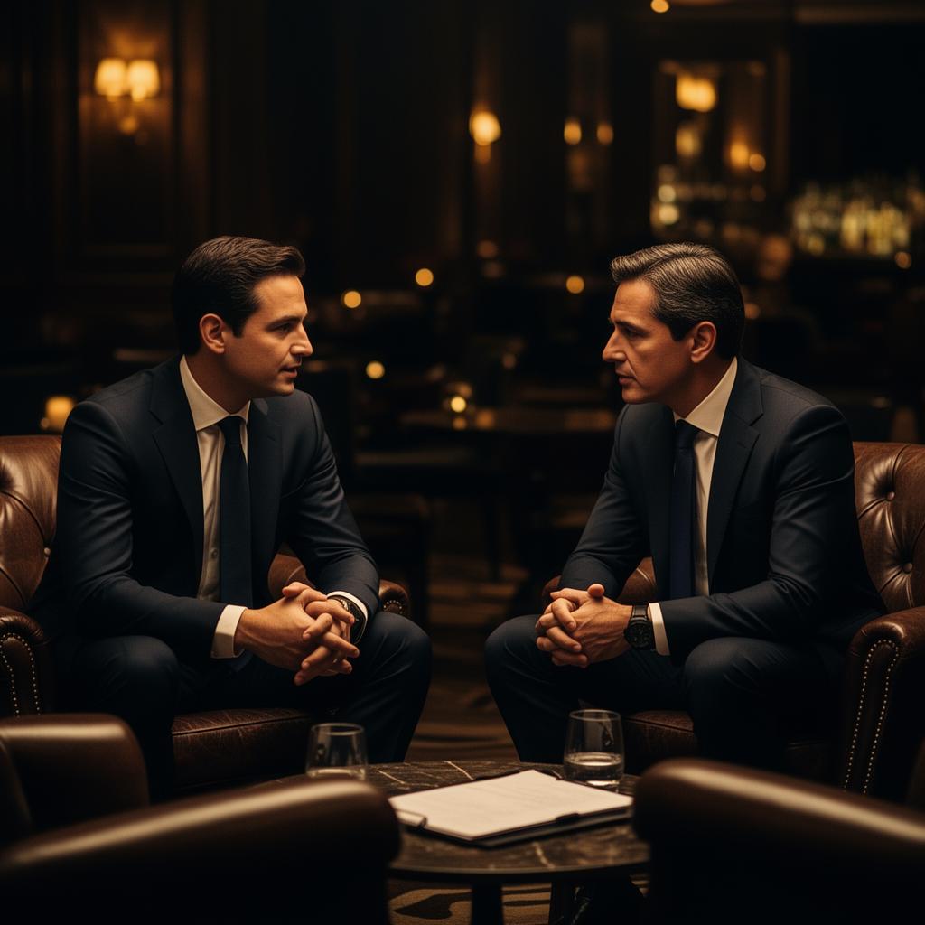 Conversa estratégica em lounge executivo